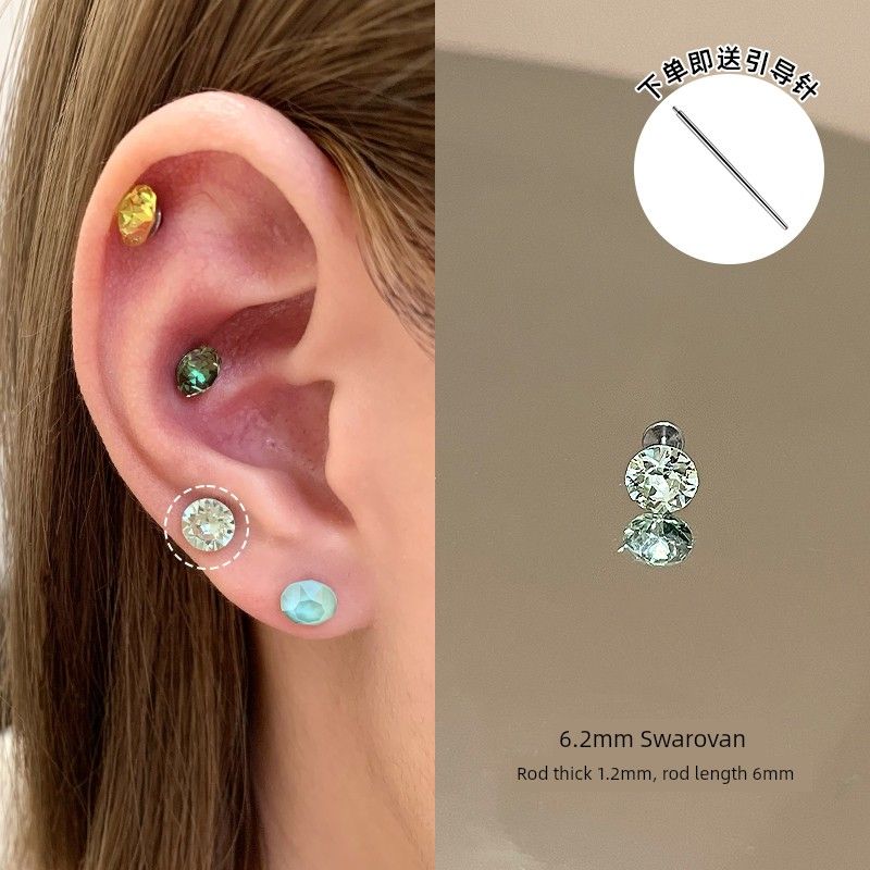 Unique Ear Bone Stud Medical Titanium Steel Ear Studs Ear-Caring Titanium Alloy Earrings Female Small Earrings Ear Bone Ring Circle Ear Ear Bone Pin