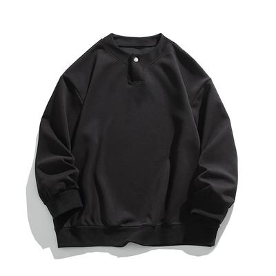 2025 Spring Men Soild Color Hoodies Men Round Neck White Black Pullovers Autumn Male Casual Loose Fit Trendy Hoodie Man Tops