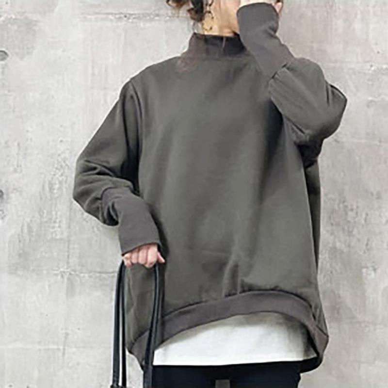 Autumn Winter New Style Fleece Lined Thickened Fashion Loose Slim Fit Half Turtleneck Long Sleeve Inner Wear Top For Women