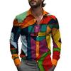 Cămașă la modă cu mânecă lungă, revere, nasturi, mărimi mari, pentru bărbați, bluză cu imprimeu 3D