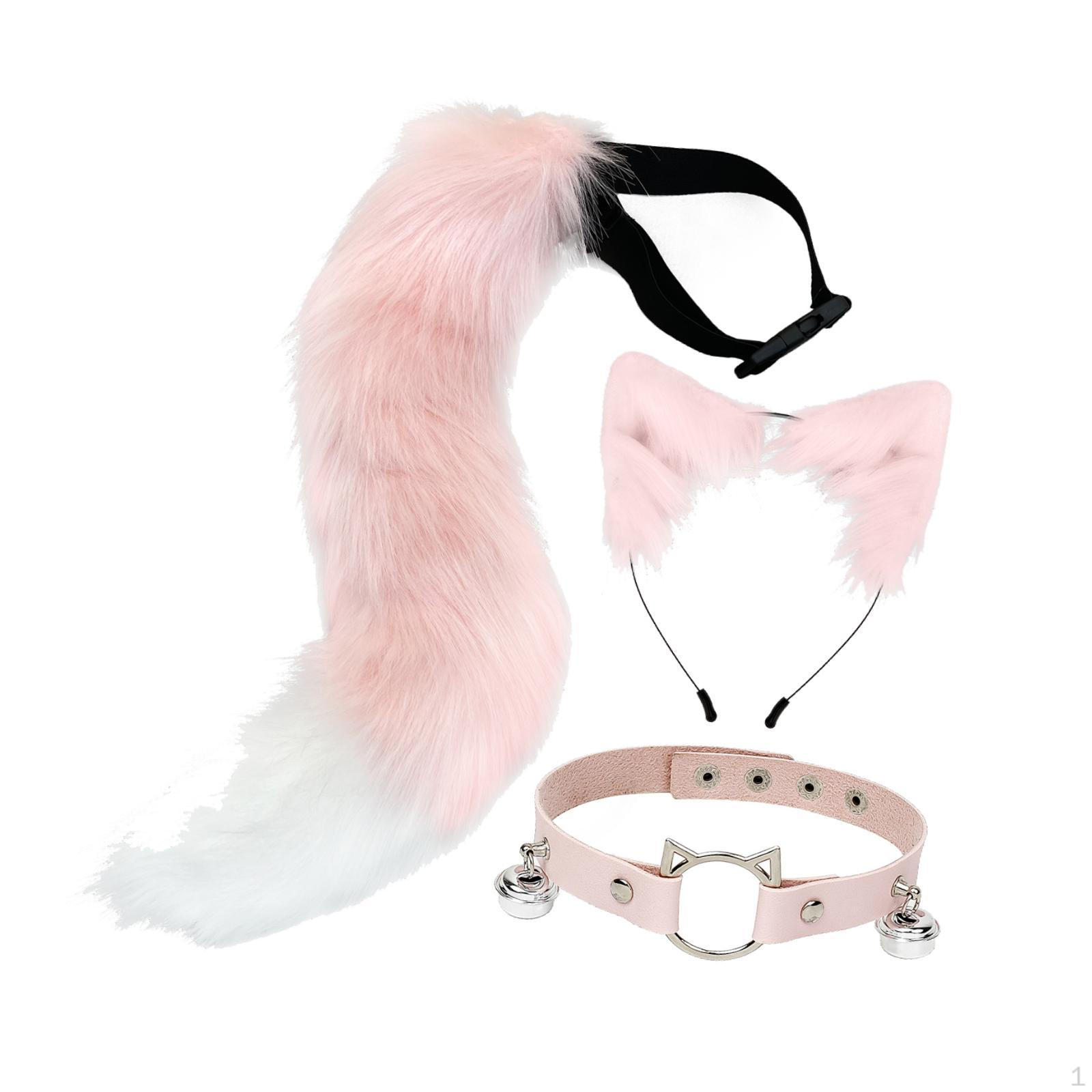 

Очаровательный комплект костюмов животных с ушками, воротником и хвостом для тематических вечеринок и праздничных торжеств Pink White