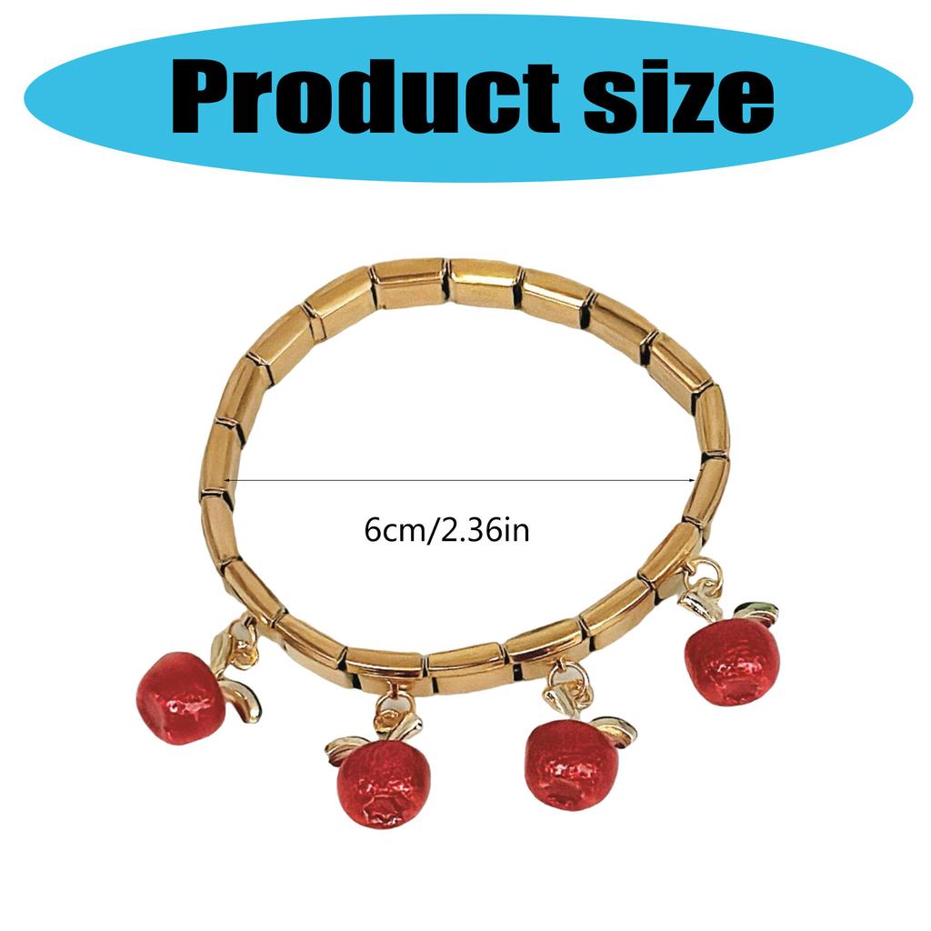 Farbenfrohes Anhängerarmband mit Apfel- und Chili-Charm Edelstahlarreif für Frauen und Mädchen Modeaccessoire