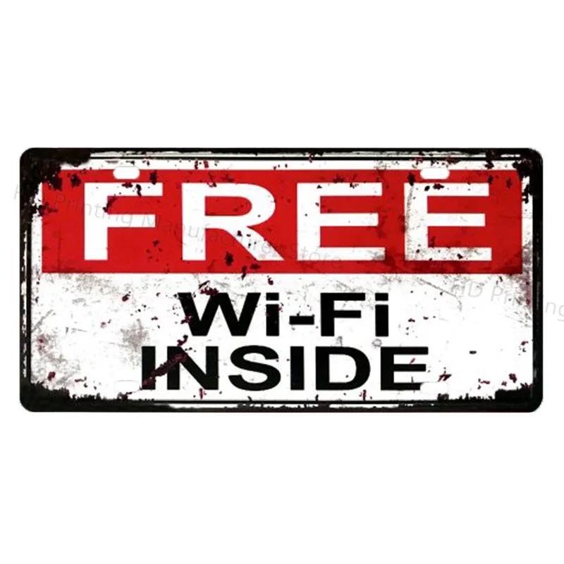 DORA Tin Sign OPENCLOSED Free WIFI License Plate Store Wall Decor Restrooms Tin Sign Vintage No Smoking WC Metal Sign Painting Plaques Poster