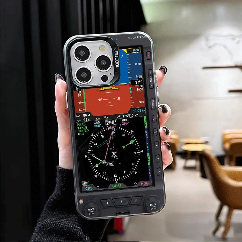 Aircraft Instrument Cockpit Radar Soft Phone Case for iPhone 15 16 17 Pro Max 17Air 16E 14 Plus 13 12 Mini Shockproof Cover Back
