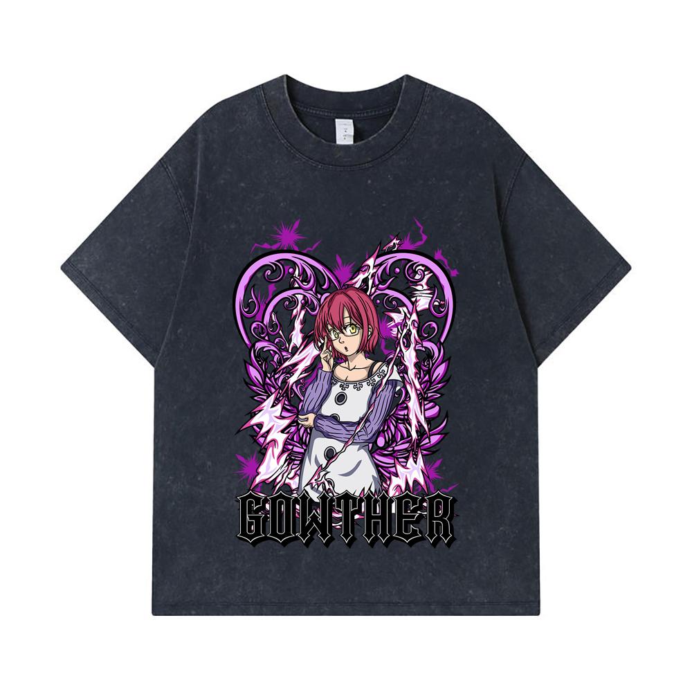 275 GSM Washed T-shirts 100% Cotton Seven Deadly Sins V5 Gowther Print Unisex Heavy Cotton T Shirt