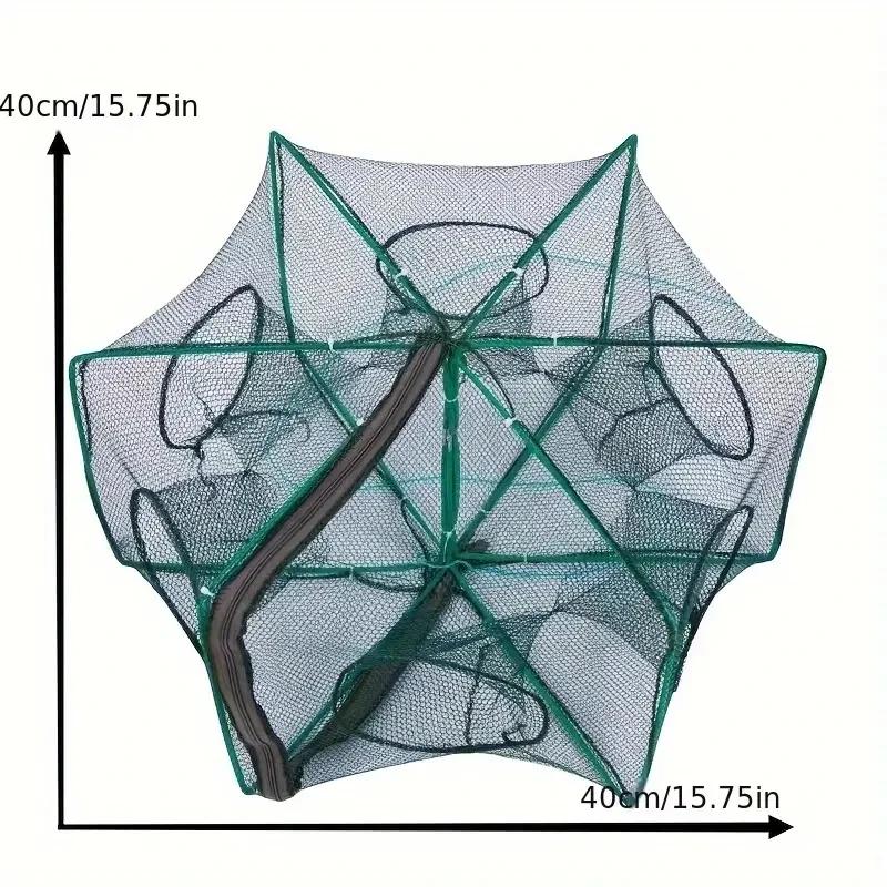 1pc Foldable Hexagon Fishing Trap Net With 6 Holes For Minnow, Crab, Crawdad, Shrimp, Fishing Accessories
