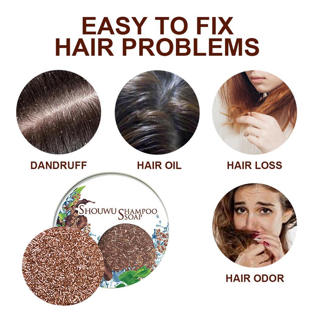 EELHOE Polygonum multiflorum Shampoo Cake; Nutritive Hair Root Essential Oil Shampoo Soap; Dark and Smooth Plant-Based Shampoo