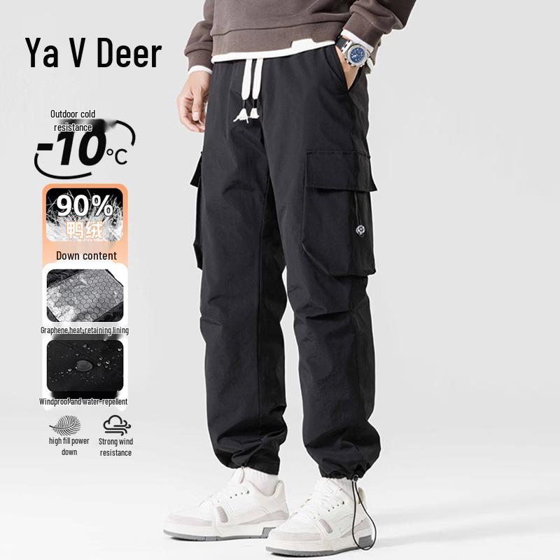 Yalu Men's 90% Duck Down Insulated Straight-Leg Cargo Pants