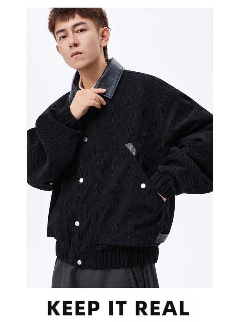 ACU Menswear | Men's Color Block Corduroy Lapel Jacket - 2026 Autumn/Winter High-End Casual Patchwork