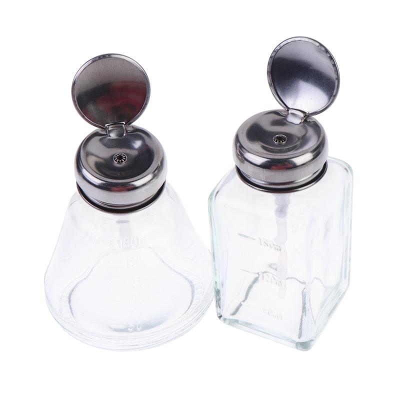 Contenitori per Unghie Bottiglie di Vetro Ricaricabili Vuote Dispenser con Pompa Pressa Liquido Strumenti per Manicure Smalto per Unghie Rimuovi Smalto Detergente Trucco