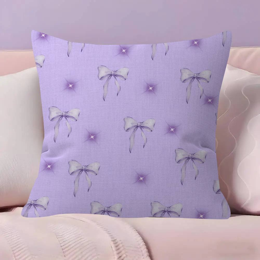 BEAUTY Purple Bow  Personalized Pillow Dust Cover Bedroom Kids Party Decoration Pillowcase Birthday Children Gift