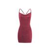 Nuovo Vestito Moda Donna Colore Unito Scollo a V Placcato Oro Sexy Temperamento Slim Fit Spalline Incrociate