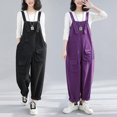 Fashion Harem Pants for Women's Jumpsuits, Loose Jumpsuits, Wide-leg Overalls with Pockets