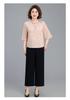 Mom's Summer 2026 Embroidered Two-Piece Set: Short-Sleeved Top and Thin-Style Pants for Middle-Aged Women
