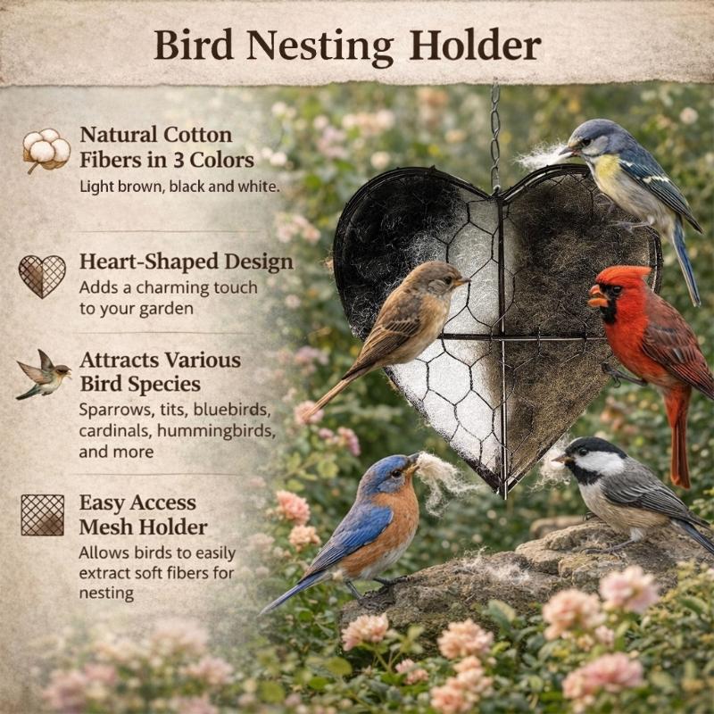 Modern Metal Heart Pattern Bird Nest Featuring Included Cushioning For Pet Birds