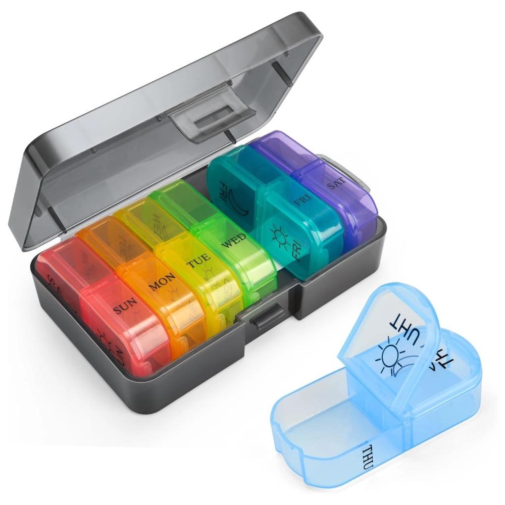 New Portable Premuim Weekly Pill Cases Box Organizer Storage 2 Times A Day 14 Grids for Medicine Vitamin Supplements Fish Oils