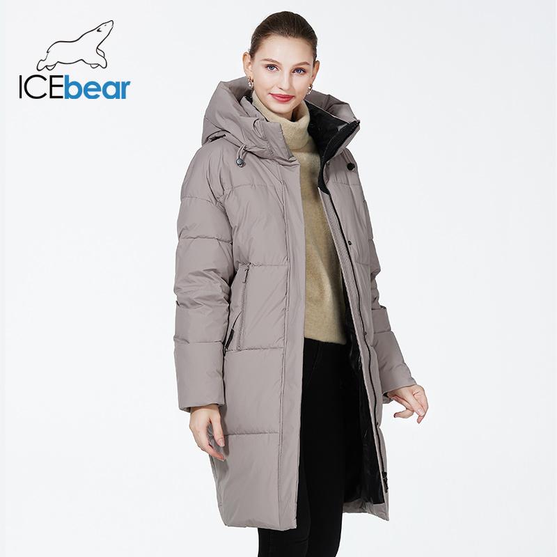 ICEbear 2023 female winter cotton coat long windproof padded jacket casual womens parka GWD3757I