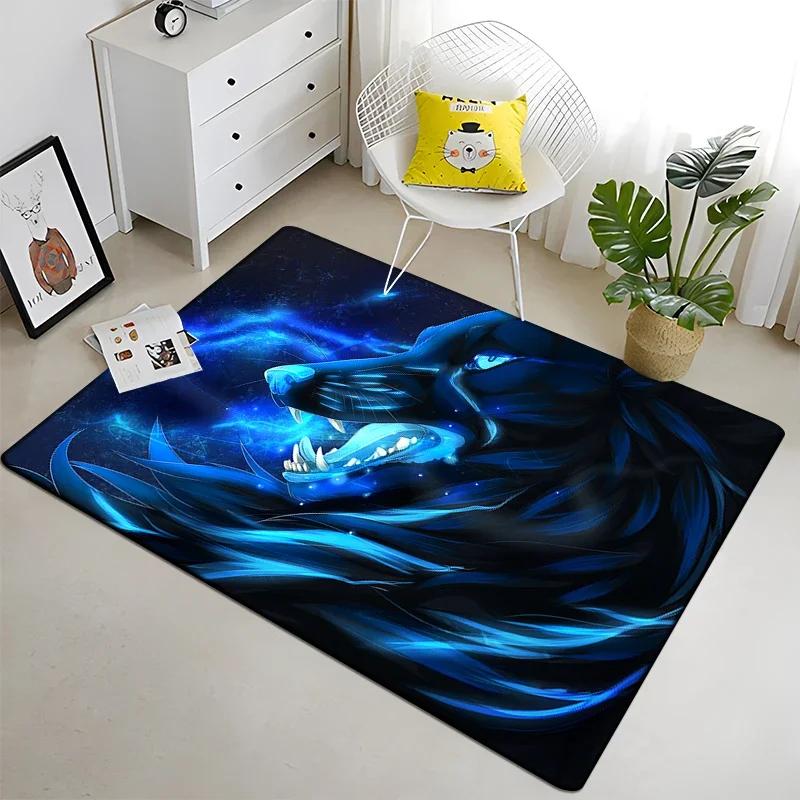 Wolf and Moon Pattern Carpet for Living Room Bedroom Home Decor Non-Slip Sofa Coffee Table Large Area Rug Soft Yoga Floor Mat