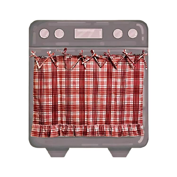 

Charm Hand Stitched Oven Cover Curtain With Hide Feature For Farmhouse Kitchens