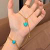 Creative Design Vintage Chopin Gold Chain Turquoise Pendant Simple Blue Necklace Women's Collarbone Chain Party Jewelry Gifts