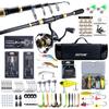 Goture Fishing Set with Casting Rod and Rod Sea Bass Spinning 66 Lures and 32 Telescopic Ultra Waterproof Storage and Japanese Instruction Manual