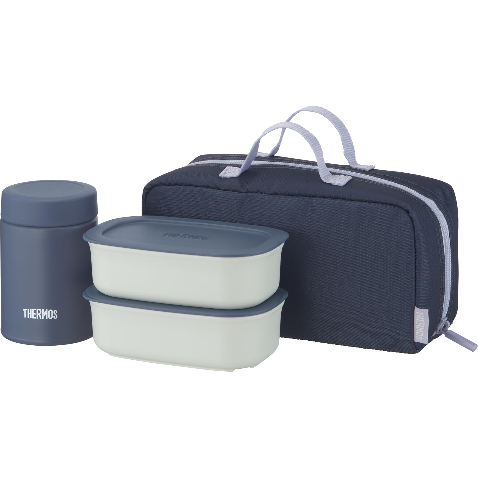 

Thermos Vacuum Insulated Soup Lunch Gray with Insulated Pouch Set, 800ml, Navy, (JEH-800 GNV)