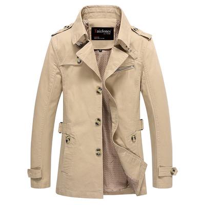 Giacca a vento da uomo per primavera e autunno, giacca casual di media lunghezza, giacca giovanile, puro cotone, moda, versione coreana, taglia grande, abbigliamento da uomo