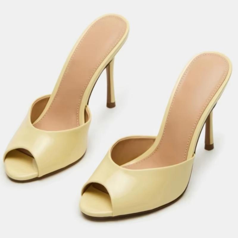 Sexy Women's Slippers High Heels Mules Summer Party Shoes 2025 Outdoor Designer Peep toe Slides Black Pink White Large Size 45