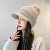 Rabbit Fur Knitted Hat Women's New Autumn and Winter Warm Wool Hat Fleece Ear Protection Hat Hairball Hat