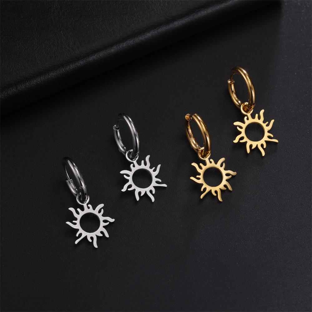 My Shape Lovely Flower Hoop Earrings for Women Gifts Stainless Steel Heart Sun Maple Leaves Earrings Fashion Jewelry Wholesale