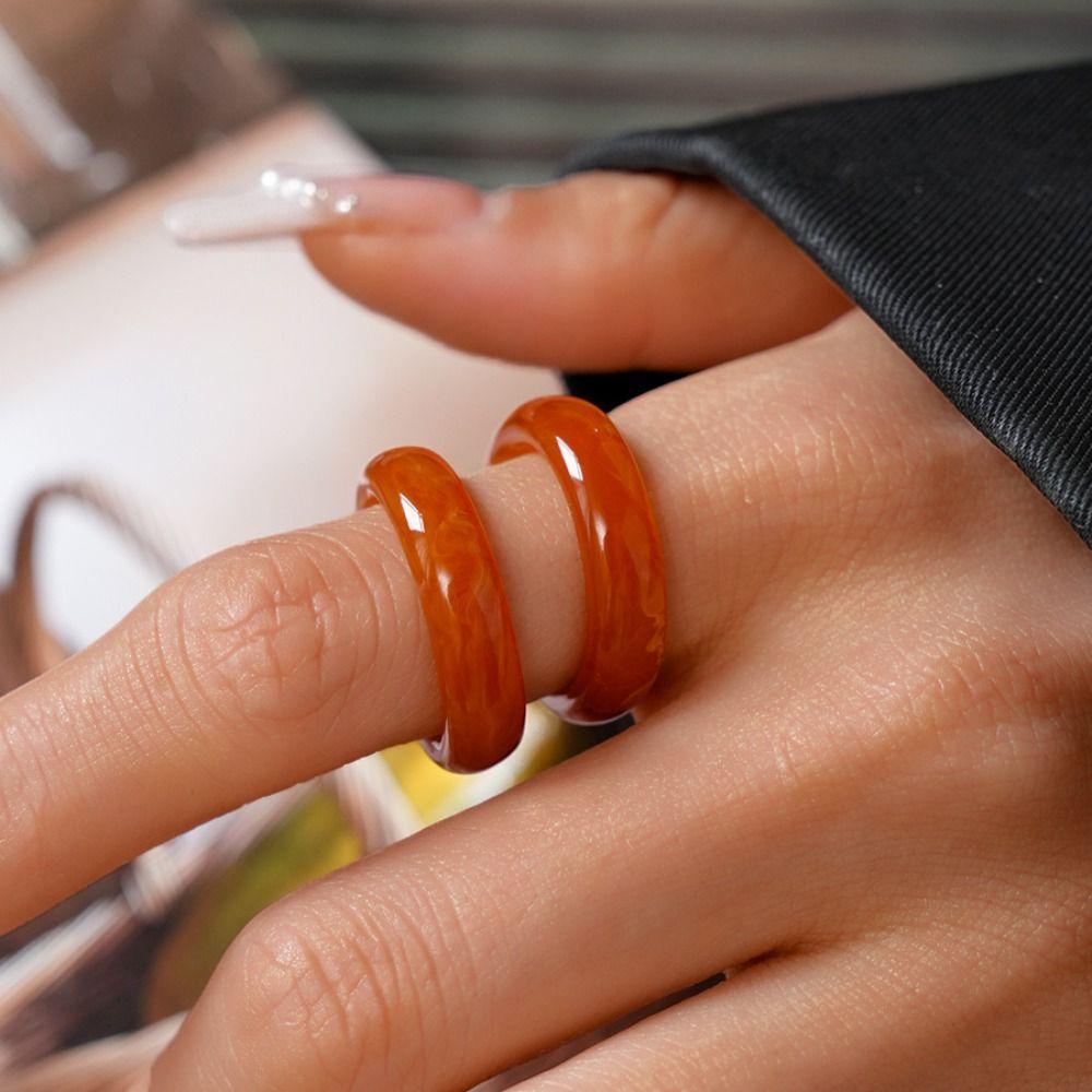 Jewelry Accessories Candy Color Finger Buckle Dopamine Geometric Forefinger Ring Gift