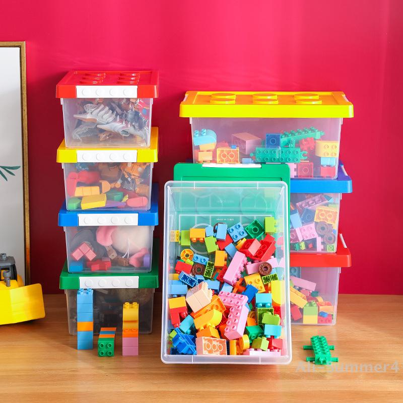 Caixa de armazenamento de blocos de construção para crianças, organizador de brinquedos, caixa de blocos empilhável, recipiente para livros, suporte para artigos de papelaria, recipiente para lanches diversos