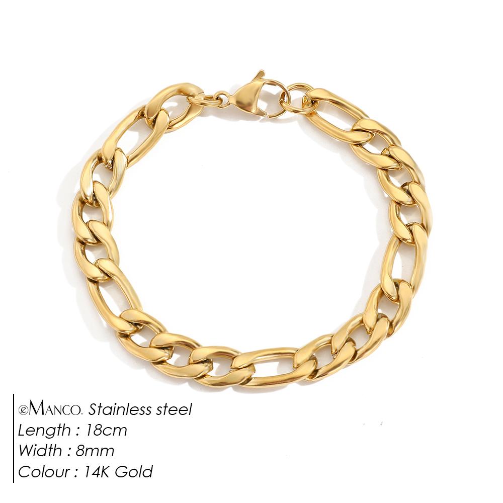 EManco Female Figaro Link Chain Stainless Steel Bracelet Gold Charm Bracelets Chain Bracelets for Women Man Gifts