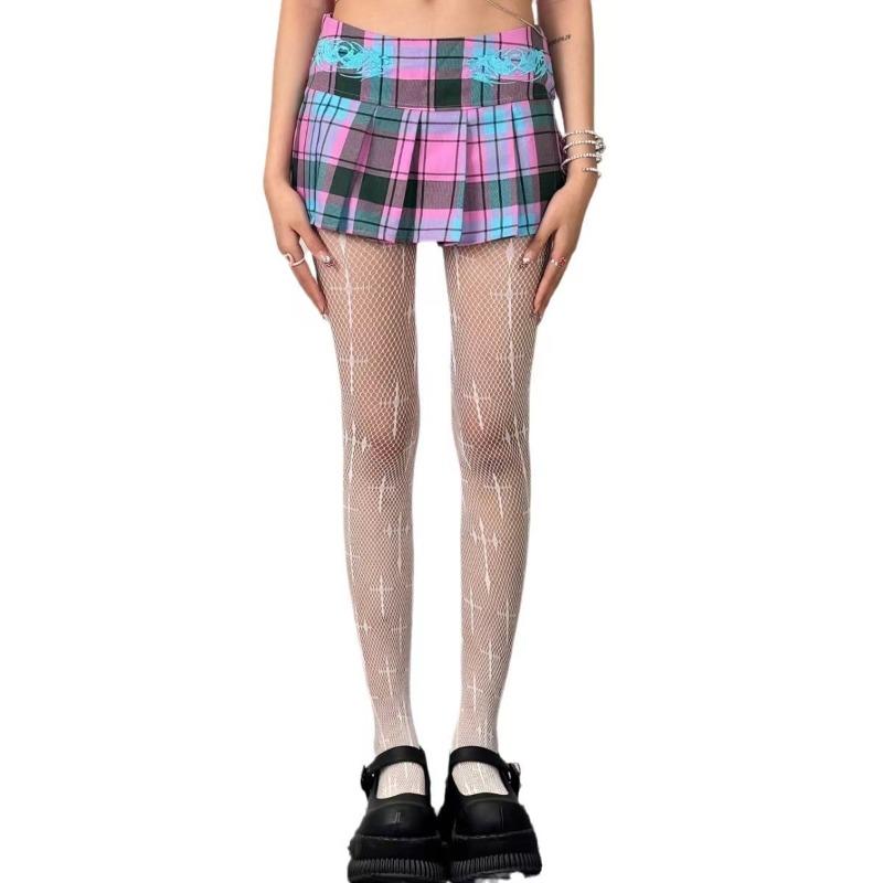 Colanți cu decupaje pentru femei, sexy, din plasă cu dantelă, ciorapi plasă, lenjerie pentru fete, ciorapi, fierbinți, albi, negri, cu cruce pe coapsă, lungi, chiloți