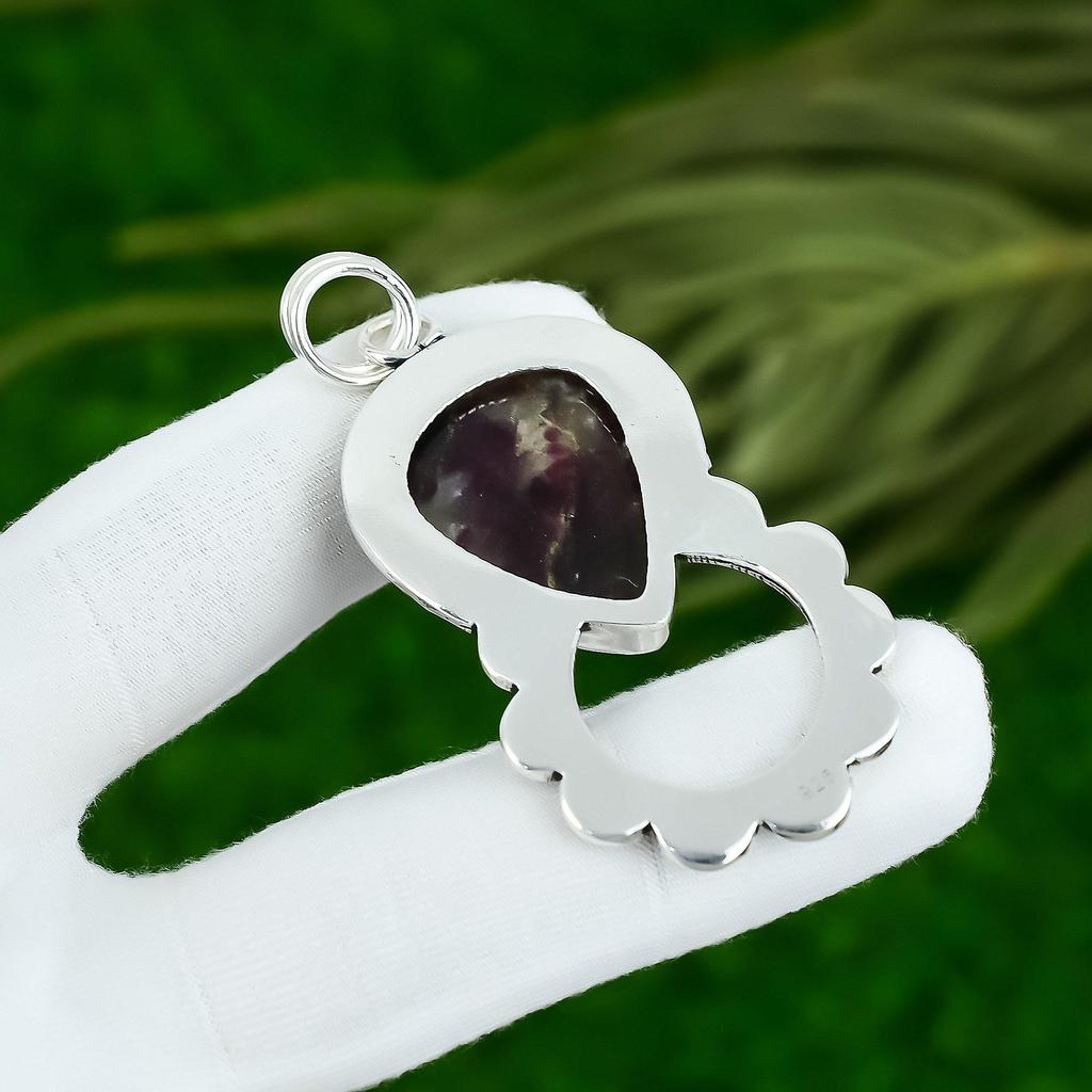 Easter Deal 925 Sterling Silver Pear Pink Tourmaline Stone Wife Pendant Jewelry