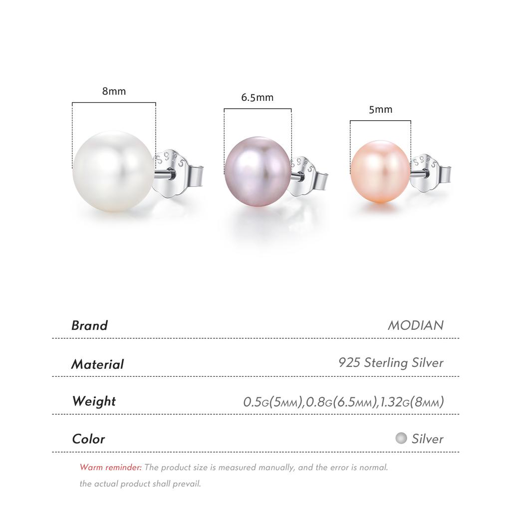 Natural Freshwater Pearls Stud Earrings 925 Sterling Silver Classic Elegant Earrings For Women Female Fine Jewelry