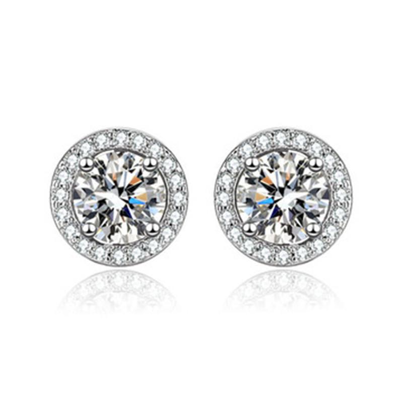 Moissanite Six-Claw Zircon Earrings, S925 Sterling Silver, Women's Fashion