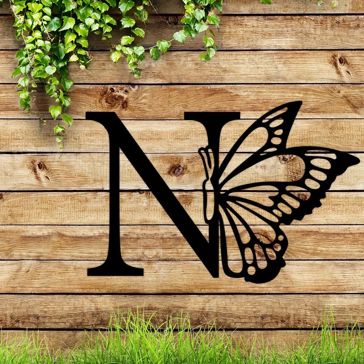 1 шт. Металлический знак с монограммой в виде бабочки - все буквы. Металлические — фото 28