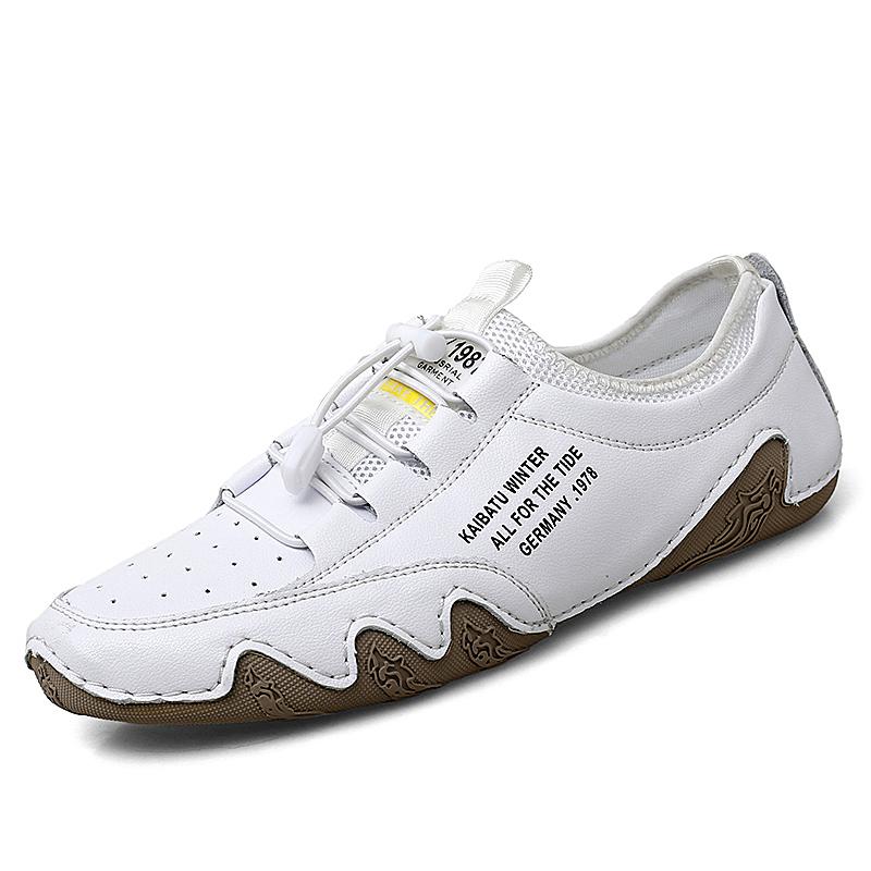 

Обувь из натуральной кожи, мужские лоферы, большая модная кожаная повседневная обувь, удобная обувь для вождения, мокасины, мужская обувь 40 белый