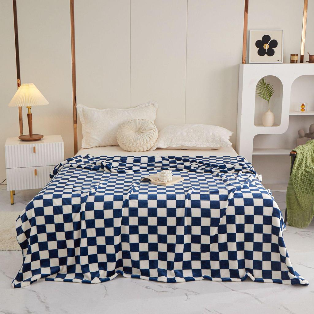 Karierte Flanell Milch Samt Nickerchen Decke - Verdickter Korallenfleece Geschenk