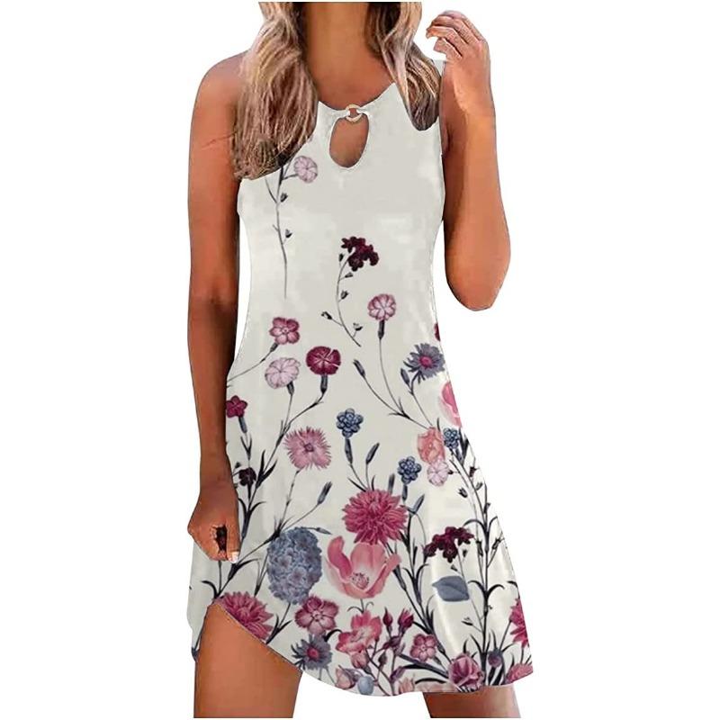 Plus Size Summer Women's Dress Mid Waist Temperament Commuter Flat Bottom Halter Printed Midi Dress Half Bodycon Dresses