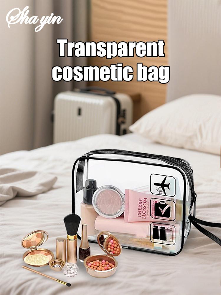 Transparent makeup bag, portable outdoor grooming bag, minimalist travel storage bag, PVC transparent makeup bag
