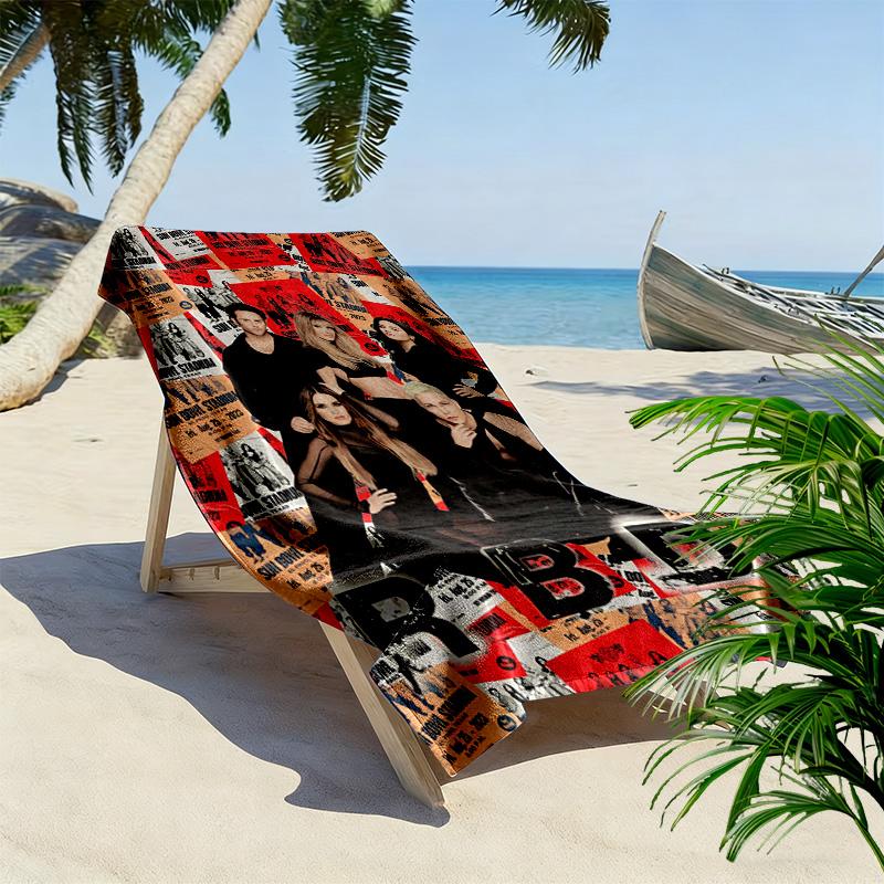 RBD Band Print Beach Towel, Large Soft Quick Dry Towel for Beach Camping Swimming