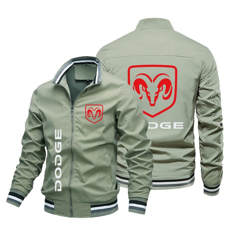 Jaqueta Masculina com Gola Alta e Zíper com Logo de Carro - Estilo Baseball Esportivo Casual para Primavera e Outono
