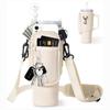 40oz Ice Cup Holder Thermal Bottle Holder Cup Bag Water Bottle Bag Customized Cup Holder Crossbody Cup Bag Cream White