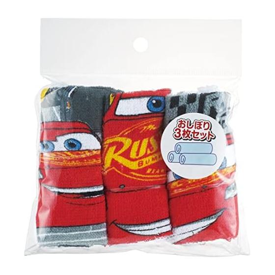 Skater Disney Cars Oshibori Hand Towel Set (3 pcs) - 100% Cotton, Perfect for Mealtime, Picnics, and Everyday Use