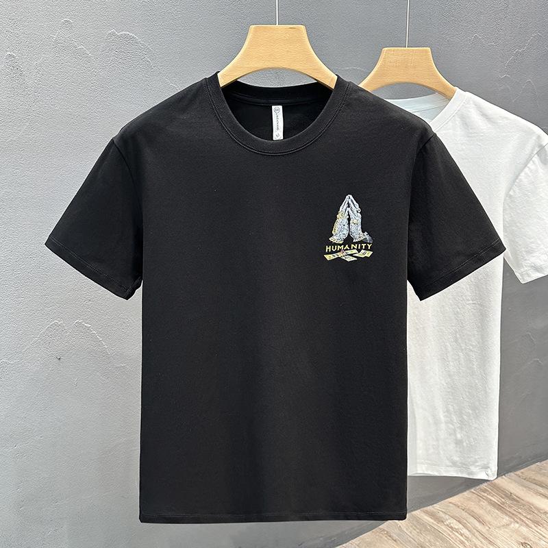Aktualisiertes Sommer Herren Baumwolle Bedrucktes Dünnes Kurzarm-T-Shirt Herren T-Shirt Top