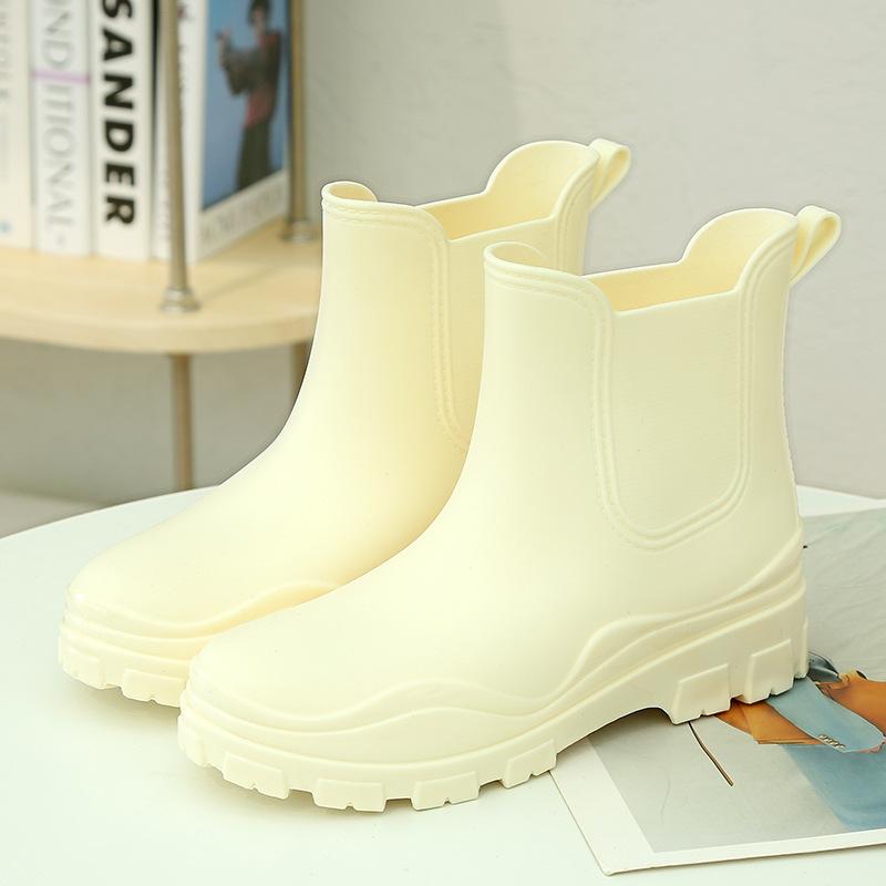 Chelsea rain shoes women's fashion water shoes new velvet rain boots waterproof boot cover shoes non-slip rubber shoes