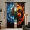 2pcs Dragon Rod Pocket Curtains   Woven Polyester Pongee Blackout Panels   Tai Chi and Fire Pattern   Semi-Sheer Embossed Window Dr