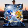 1pc Sonic, Lightning Outdoor Personalized Flannel Blanket, Soft, Lightweight Personalized Flannel Blanket, Digital Printing,